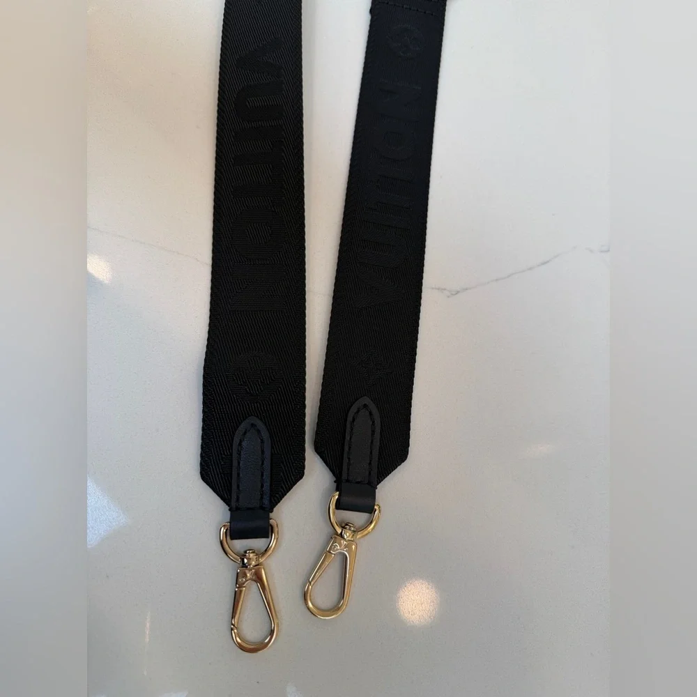 RARE! NEW Louis Vuitton Black Nylon Adjustable Strap with Gold Hardware
